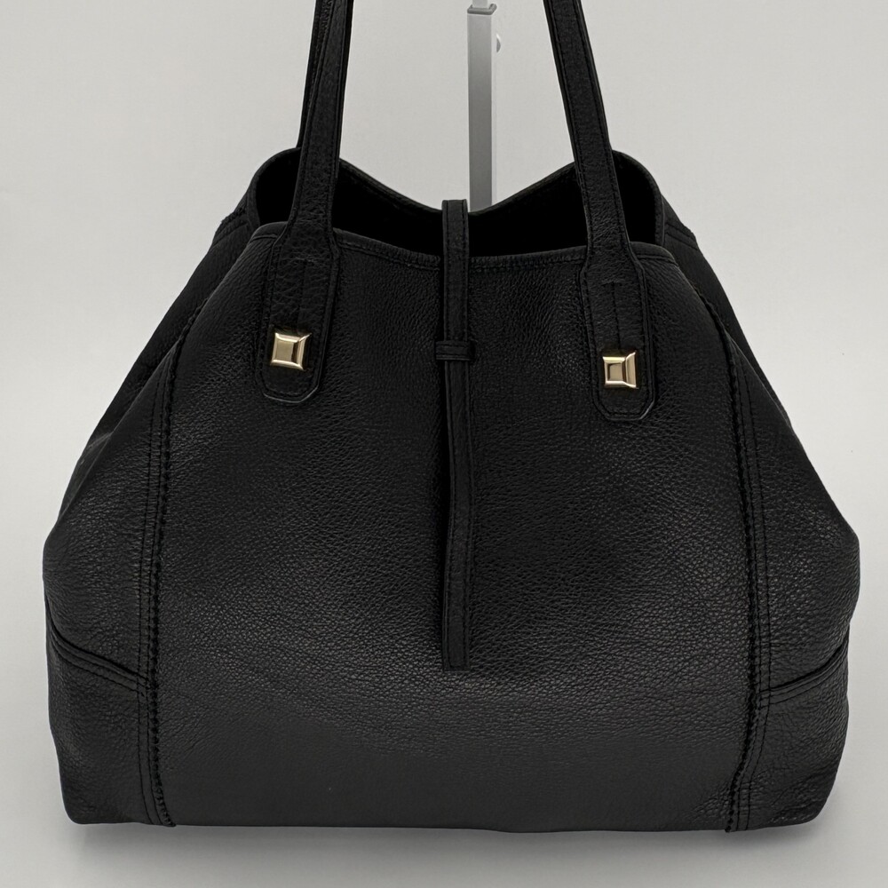Stella & Dot Black Pebbled Leather Paris Market Convertible Tote Bag
